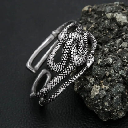 Serpentine Embrace: Twin Cobra Bracelet